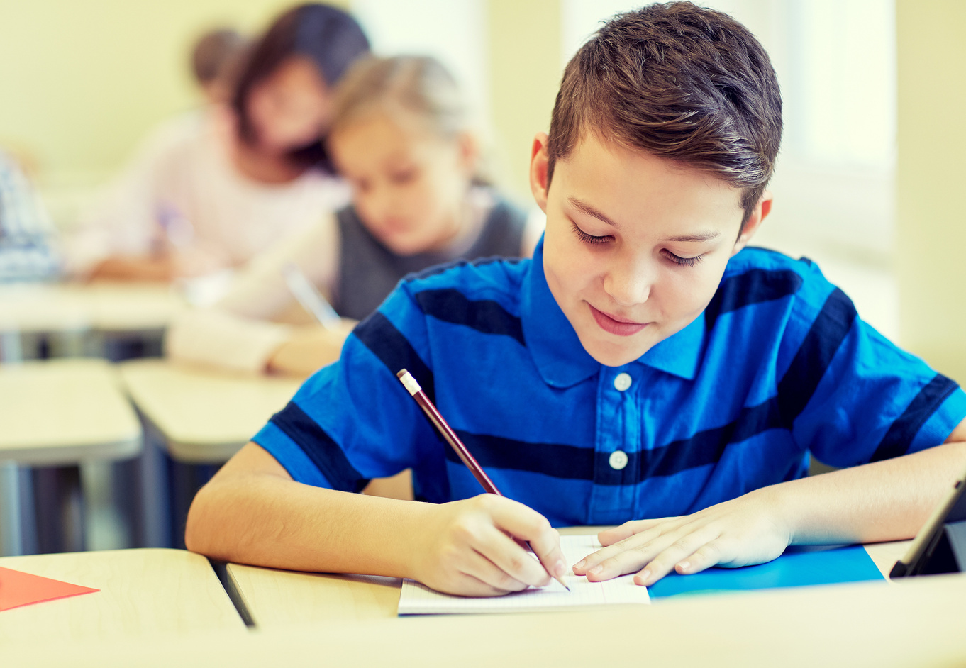 School Kids Writing Test 